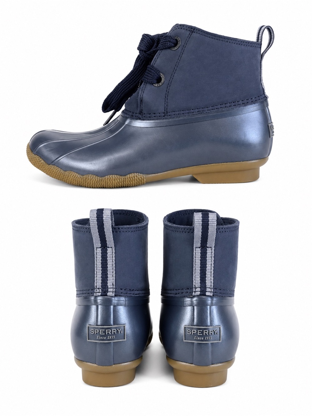 Sperry Saltwater Duck Boots Navy Blue Waterproof Rain Boots Women’s 9